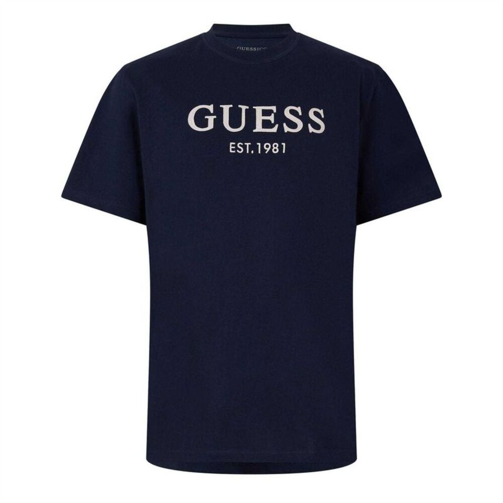 Guess Mens Embroidered Regular T-Shirt / Blue